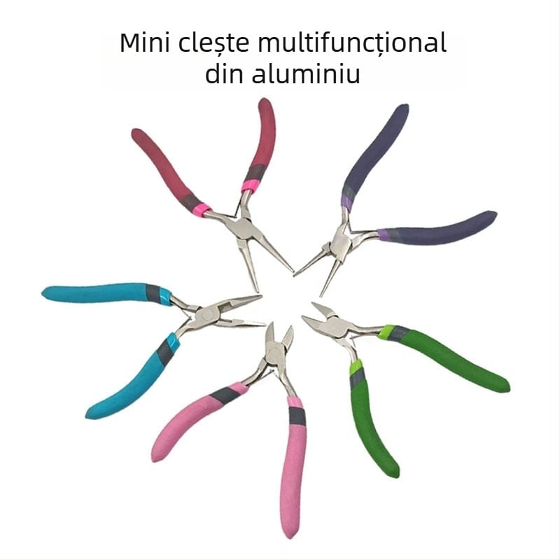 Set de unelte pentru bijuterii DIY placat cu nichel, cu clește cu nas subțire pentru brățări și coliere, anti-static, include inele deschise