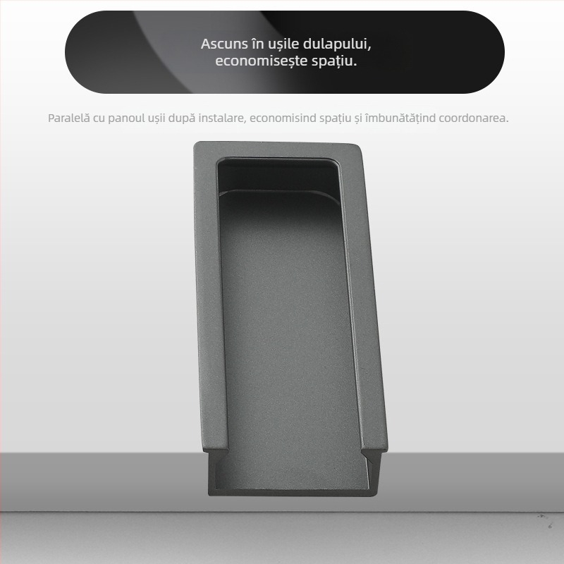 Mâner încasrat în formă de U, pentru uși și sertare ale dulapului, din aliaj de aluminiu, anodizat, stil modern minimalist