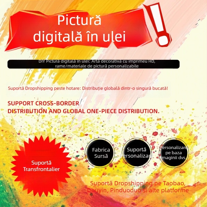 Tablou digital DIY personalizat cu personaje de desene animate - lucrare digitală pictată manual, pentru potrivirea culorilor