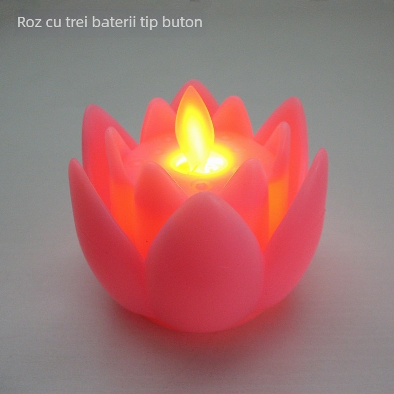 Lampă lotus pentru altar budist – utilizare casnică, lumânare electronică cu flacără care dansează