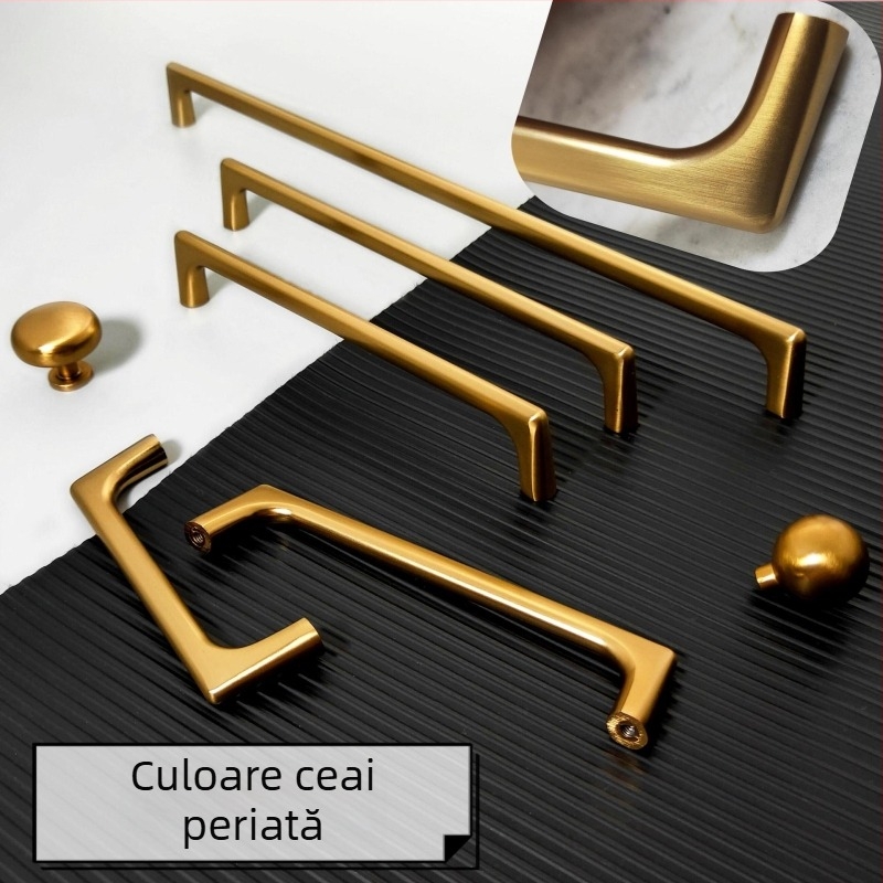 Mânere pentru dulap din aliaj de zinc – design modern minimalist pentru uși și sertare, aurii și negre, stil nordic