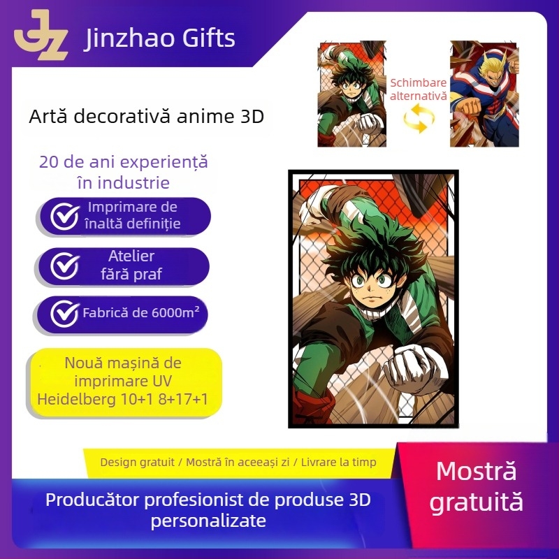 Poster 3D cu raster, efect stereo, lucrare decorativă raster, personalizabilă cu schimbări de imagine, în stil animație 3D
