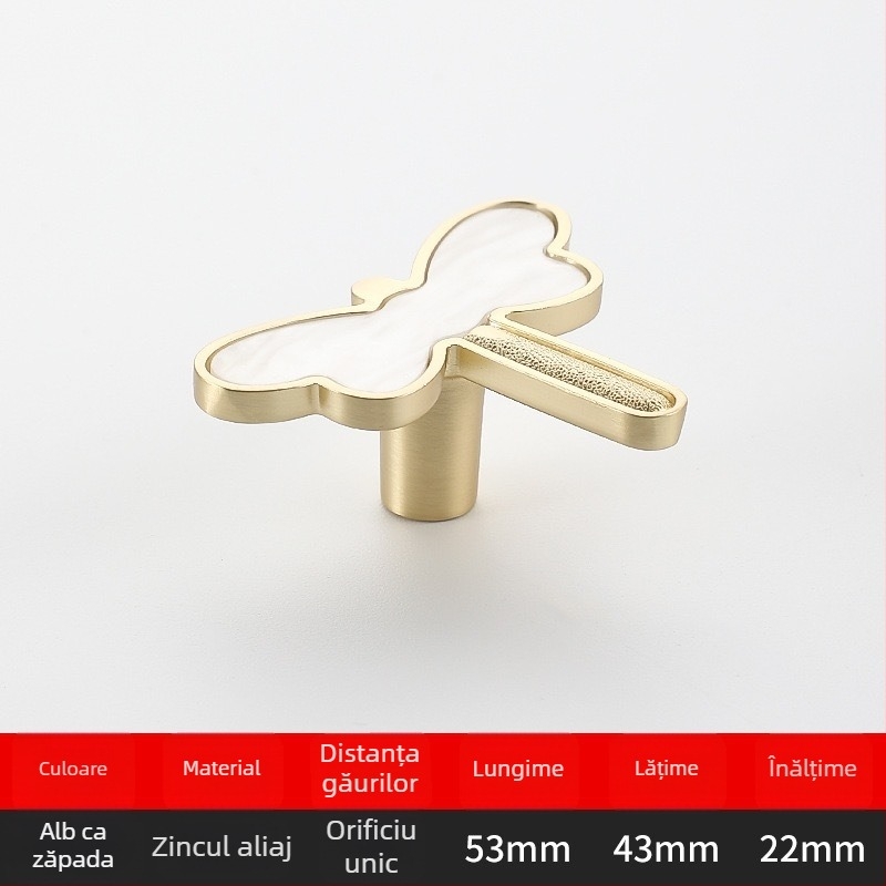 Mâner de dulap cu dragonfly, roz, stil nordic, aliaj de zinc, placare electrogalvanică