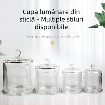 Suport din sticlă pentru aromaterapie cu capac, difuzor cu pietre cristal, recipient decorativ din sticlă