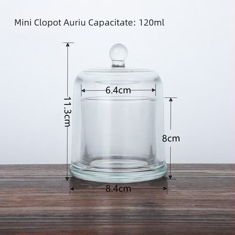 Suport din sticlă pentru aromaterapie cu capac, difuzor cu pietre cristal, recipient decorativ din sticlă