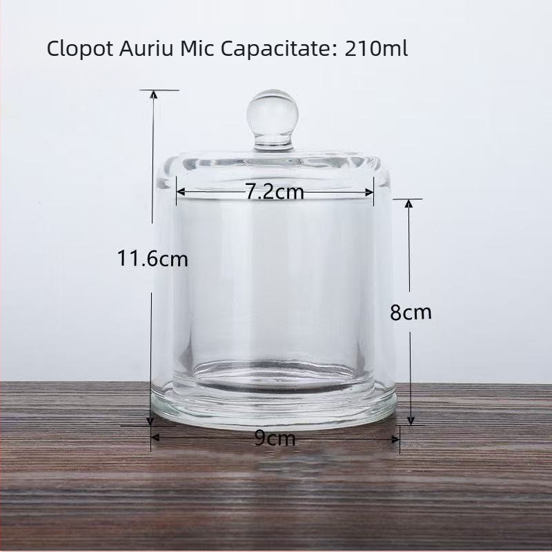 Suport din sticlă pentru aromaterapie cu capac, difuzor cu pietre cristal, recipient decorativ din sticlă