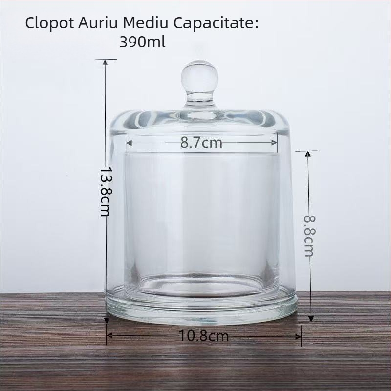 Suport din sticlă pentru aromaterapie cu capac, difuzor cu pietre cristal, recipient decorativ din sticlă