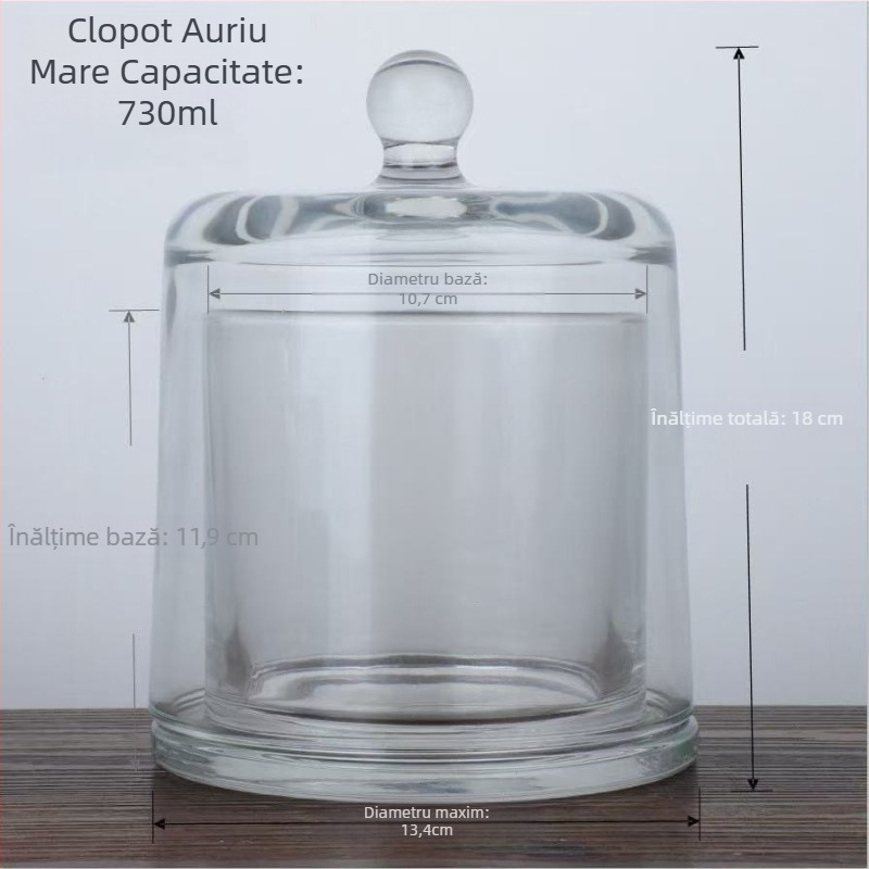 Suport din sticlă pentru aromaterapie cu capac, difuzor cu pietre cristal, recipient decorativ din sticlă