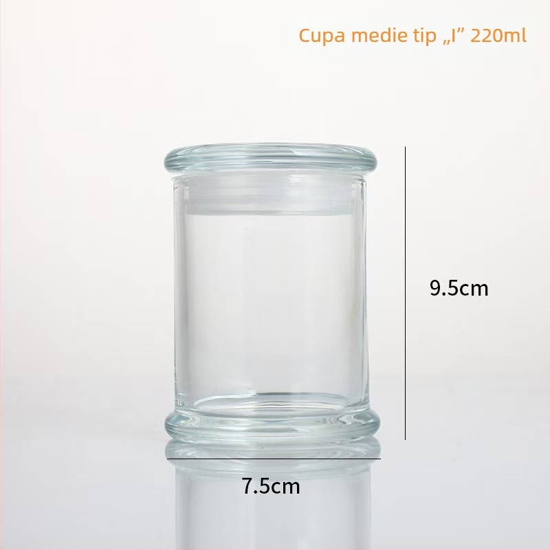 Suport din sticlă pentru aromaterapie cu capac, difuzor cu pietre cristal, recipient decorativ din sticlă