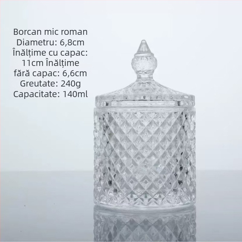 Suport din sticlă pentru aromaterapie cu capac, difuzor cu pietre cristal, recipient decorativ din sticlă