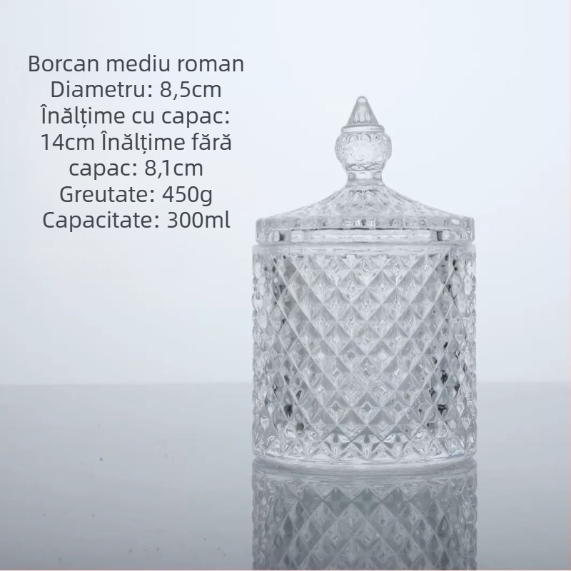 Suport din sticlă pentru aromaterapie cu capac, difuzor cu pietre cristal, recipient decorativ din sticlă