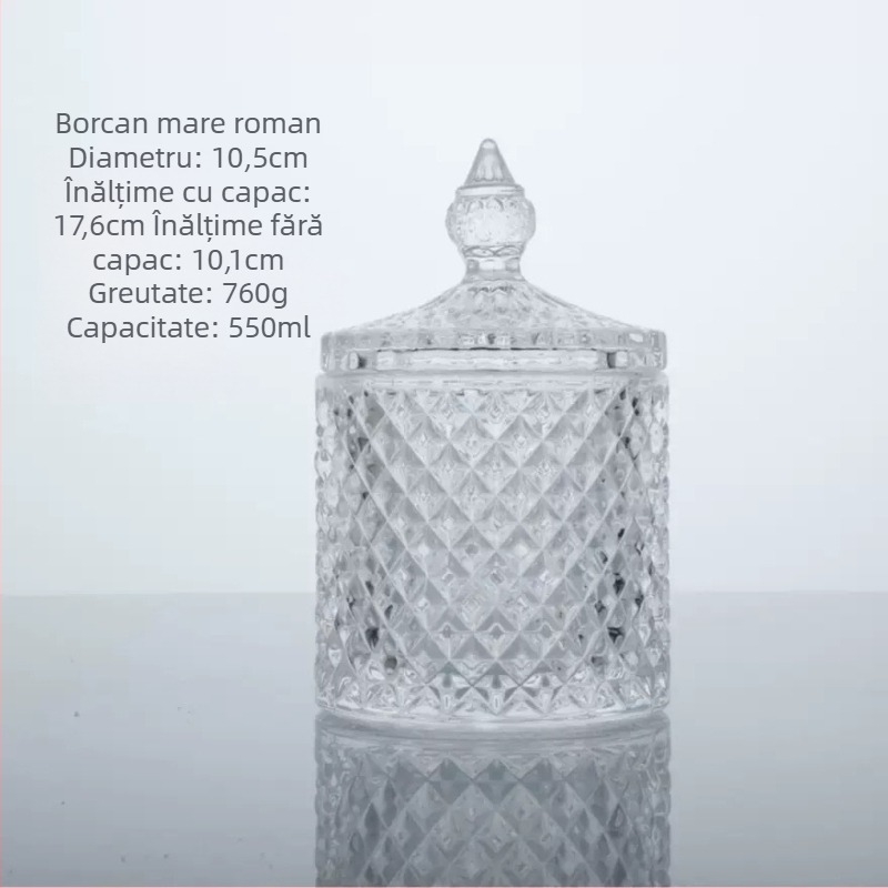 Suport din sticlă pentru aromaterapie cu capac, difuzor cu pietre cristal, recipient decorativ din sticlă