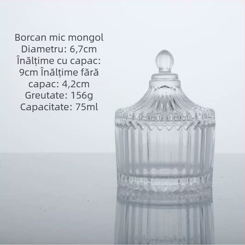 Suport din sticlă pentru aromaterapie cu capac, difuzor cu pietre cristal, recipient decorativ din sticlă