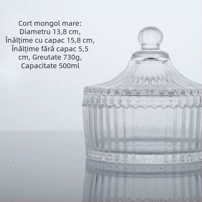 Suport din sticlă pentru aromaterapie cu capac, difuzor cu pietre cristal, recipient decorativ din sticlă