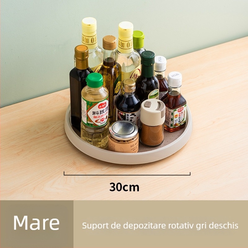 Raft rotativ pentru condimente de bucătărie cu tavă pentru sare, sos de soia și oțet