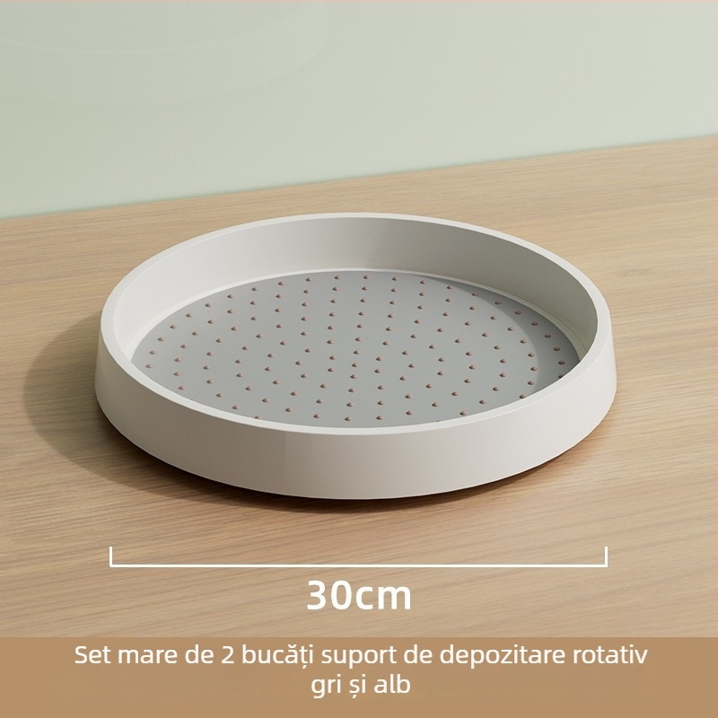 Raft rotativ pentru condimente de bucătărie cu tavă pentru sare, sos de soia și oțet