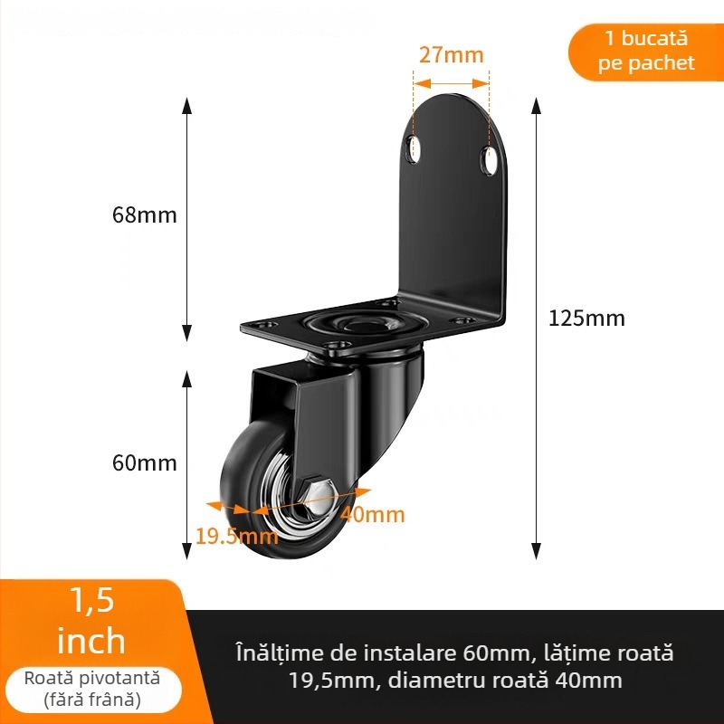 Roți universale silențioase pentru mobilier – role pivotante din plastic pentru măsuță de cafea și noptiere