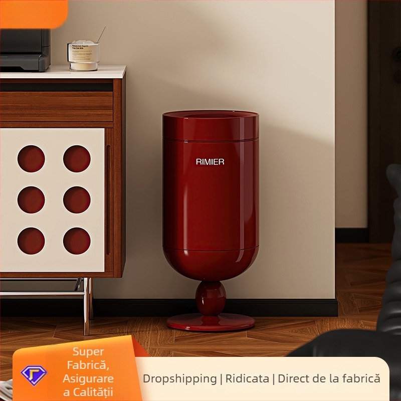Coș de gunoi înalt, fără capac, cilindric, din oțel inoxidabil, 12 L sau mai mult, pentru uz casnic