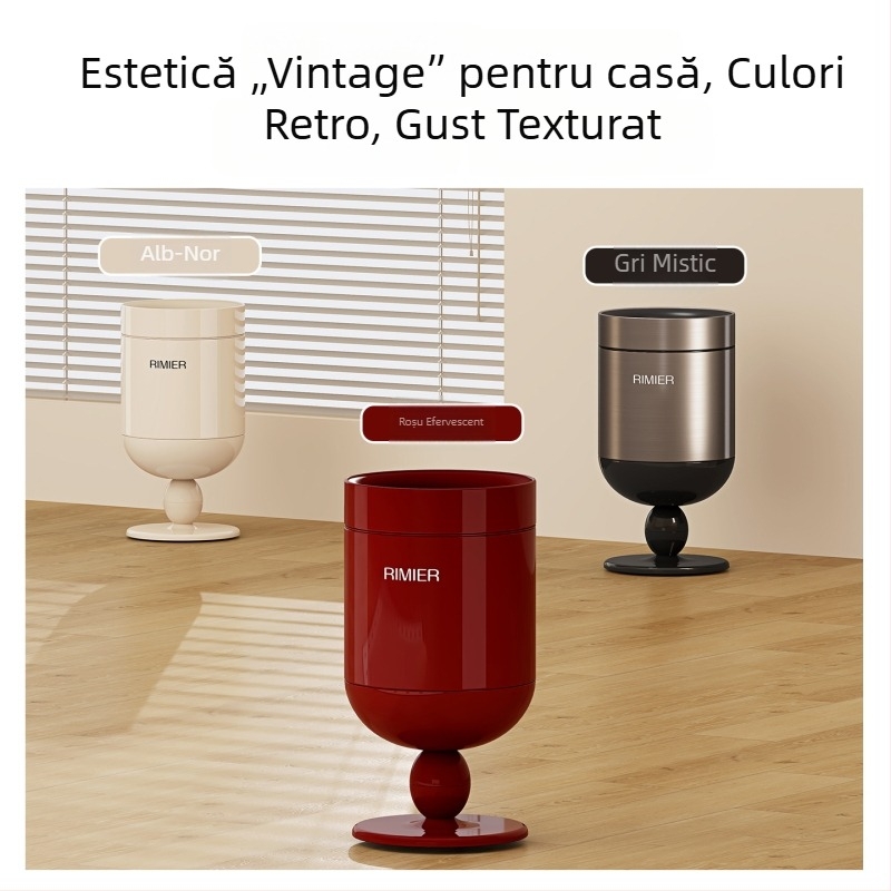 Coș de gunoi înalt, fără capac, cilindric, din oțel inoxidabil, 12 L sau mai mult, pentru uz casnic
