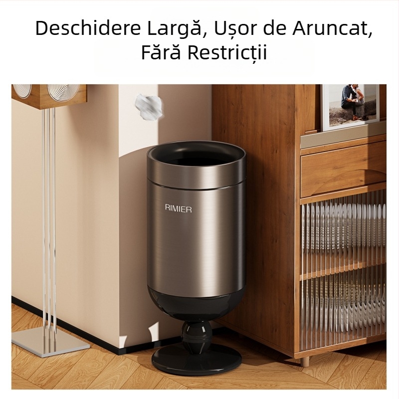 Coș de gunoi înalt, fără capac, cilindric, din oțel inoxidabil, 12 L sau mai mult, pentru uz casnic