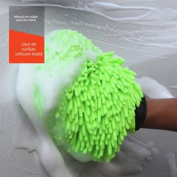 Mănuși pentru spălat mașina cu Chenille Coral Plush, microfibră groasă, cu două fețe