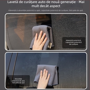 Prosop de curățare pentru mașină din catifea sintetică și fleece coral, cu grosime mare, absorbant, fără scame, fără urme, pentru interior