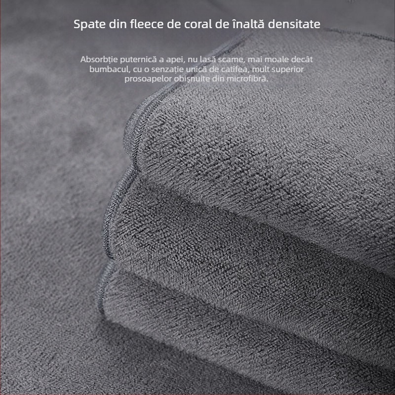 Prosop de curățare pentru mașină din catifea sintetică și fleece coral, cu grosime mare, absorbant, fără scame, fără urme, pentru interior