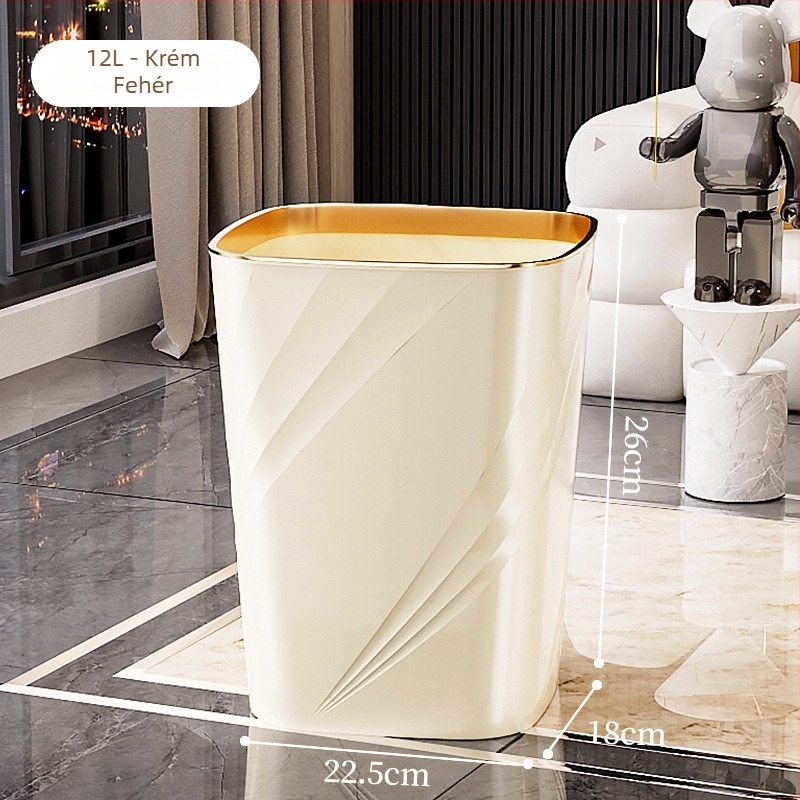 Coș de gunoi din plastic, pătrat, 12 L, mare capacitate, fără capac, pentru sufragerie, baie, bucătărie, dormitor și birou
