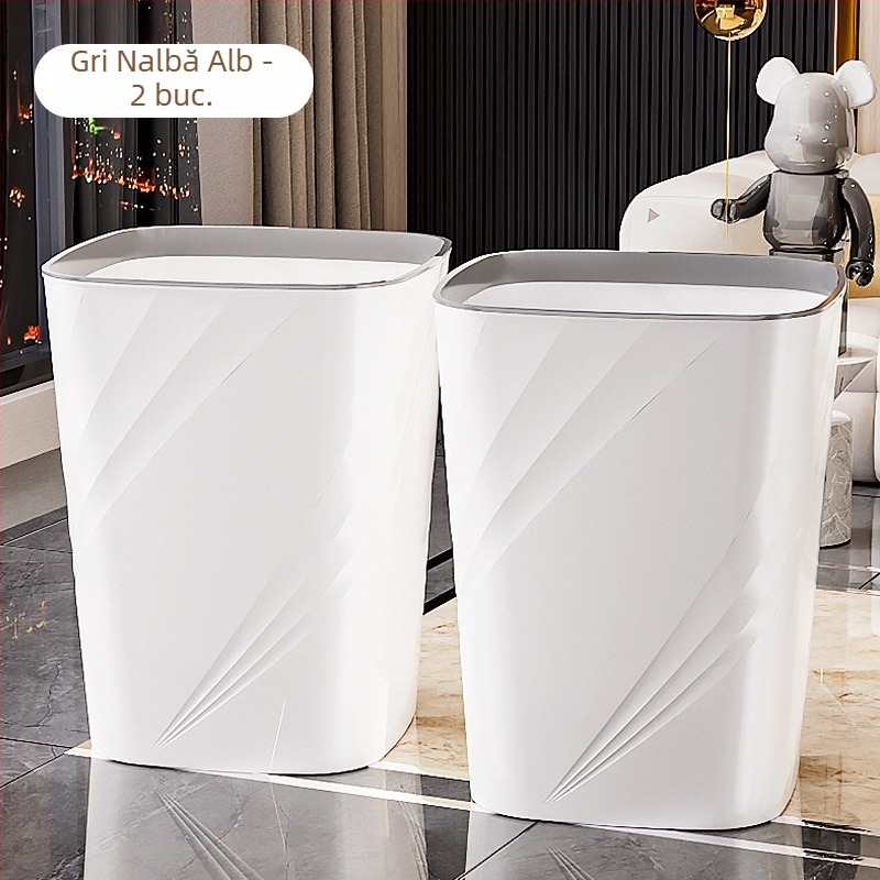 Coș de gunoi din plastic, pătrat, 12 L, mare capacitate, fără capac, pentru sufragerie, baie, bucătărie, dormitor și birou
