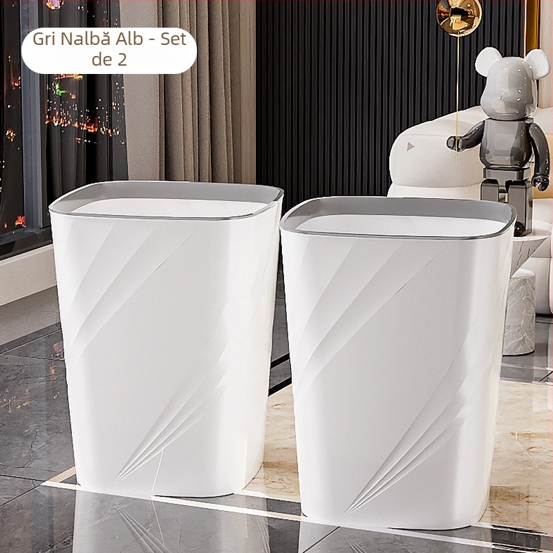 Coș de gunoi din plastic, pătrat, 12 L, mare capacitate, fără capac, pentru sufragerie, baie, bucătărie, dormitor și birou
