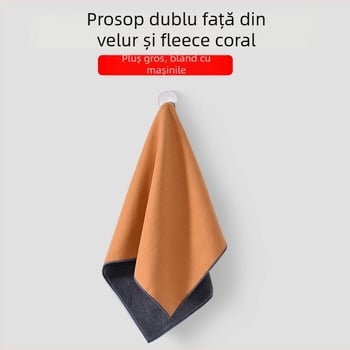 Prosop dublu față pentru curățarea mașinii, din fleece coral, gros, absorbant, mare, fără scame și fără urme