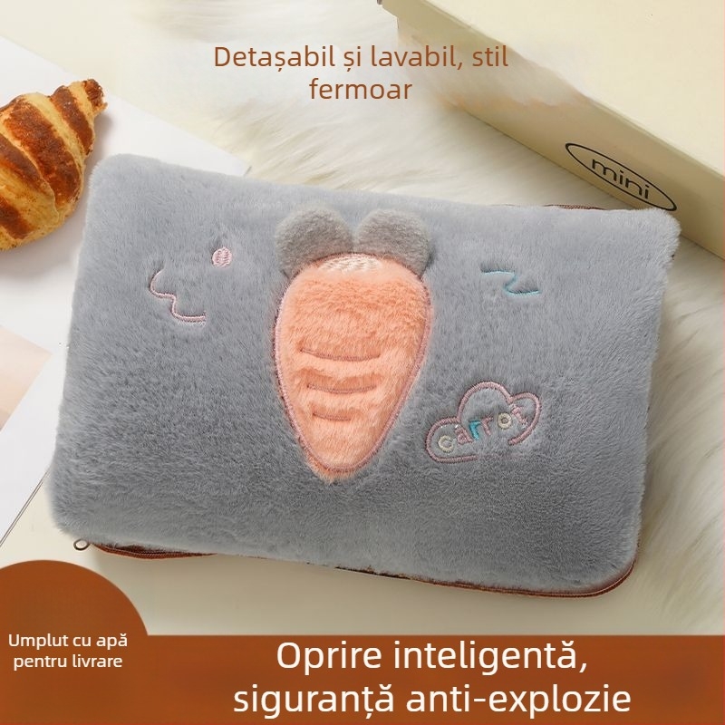 Încălzitor electric pentru mâini cu pungă de apă caldă detașabilă și lavabilă, protecție împotriva exploziei