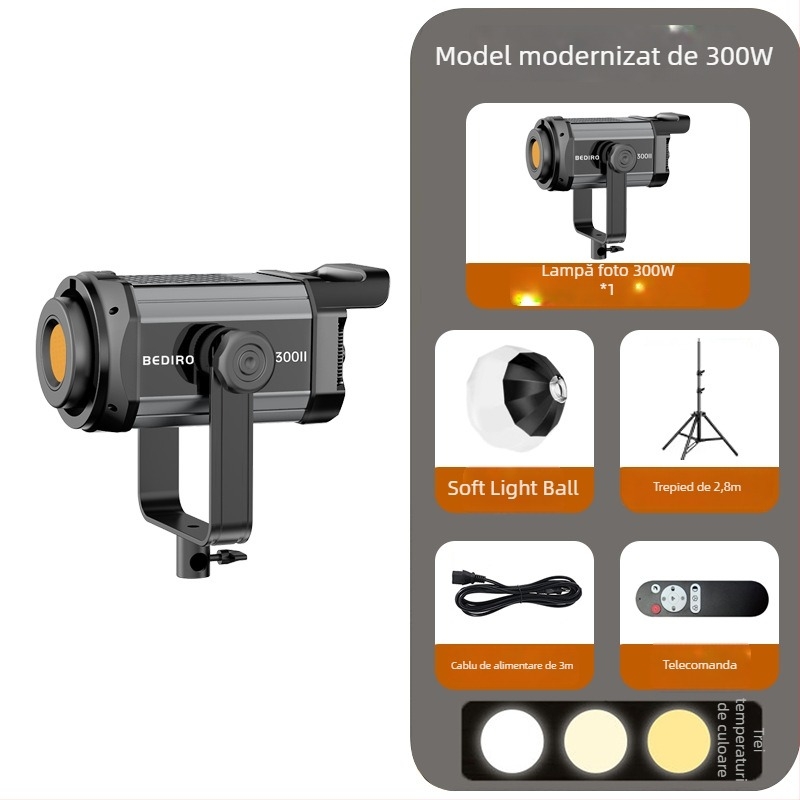 Set de iluminat LED pentru studio, 300W, cu telecomandă, trei temperaturi de culoare pentru streaming live