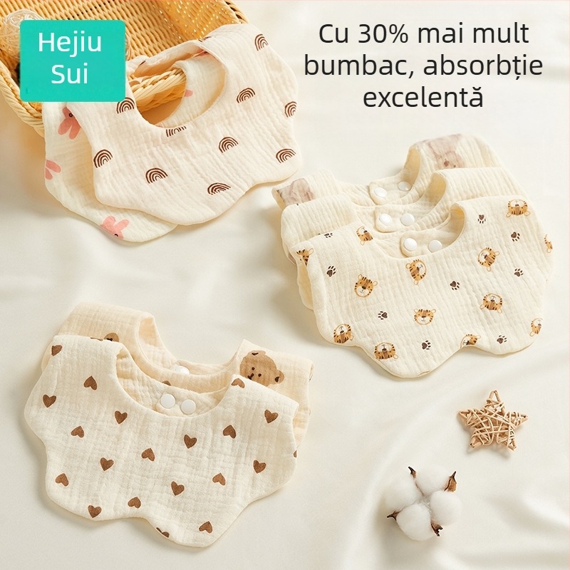 Prosop de salivă pentru bebeluți din bumbac 100%, țesătură impermeabilă, nou-născuți, primăvară-toamnă