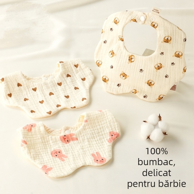 Prosop de salivă pentru bebeluți din bumbac 100%, țesătură impermeabilă, nou-născuți, primăvară-toamnă