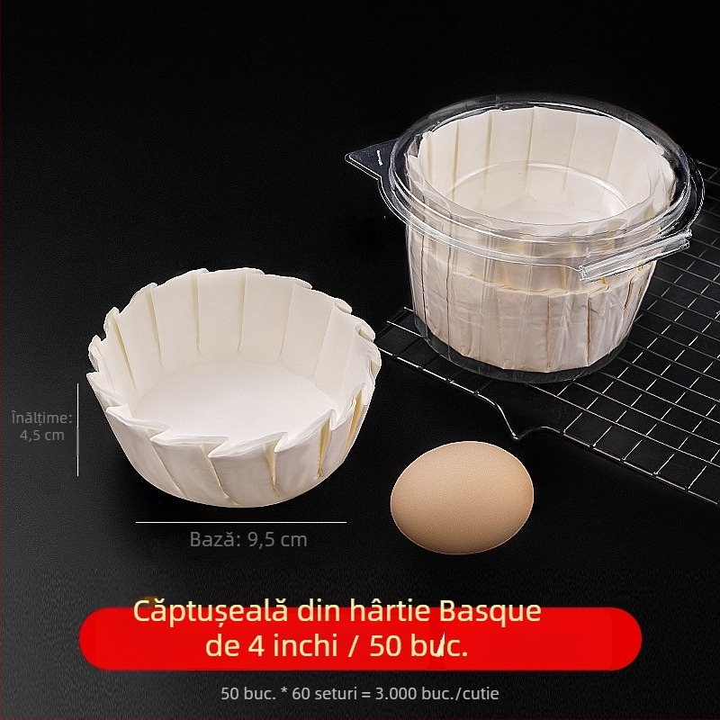 Hârtie de copt în stil Basque pentru forme de tort, acoperire cu silicon, dimensiuni 3/4/6/8 inch