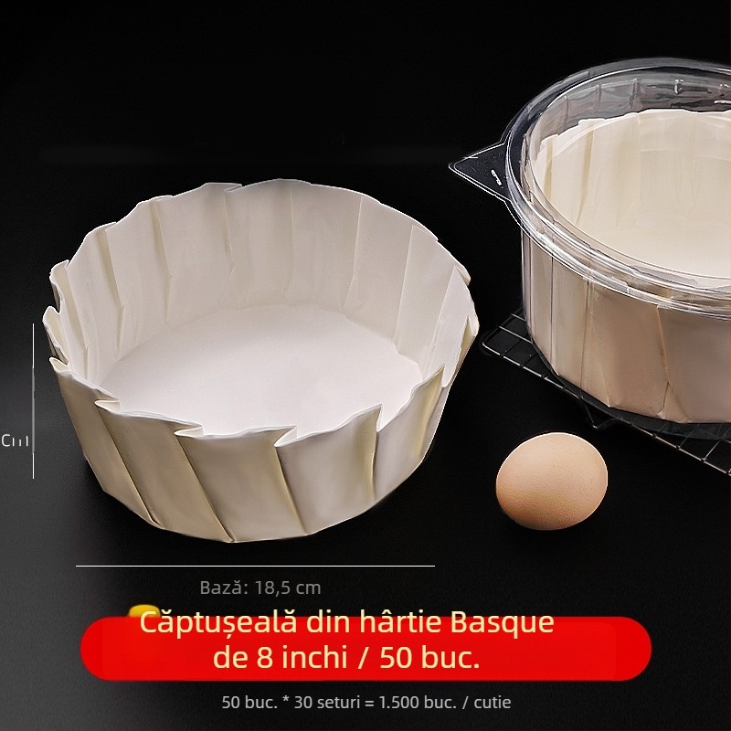Hârtie de copt în stil Basque pentru forme de tort, acoperire cu silicon, dimensiuni 3/4/6/8 inch