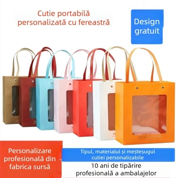 Cutie cadou cu fereastră, tavă transparentă glisantă, pentru prosoape și păpuși