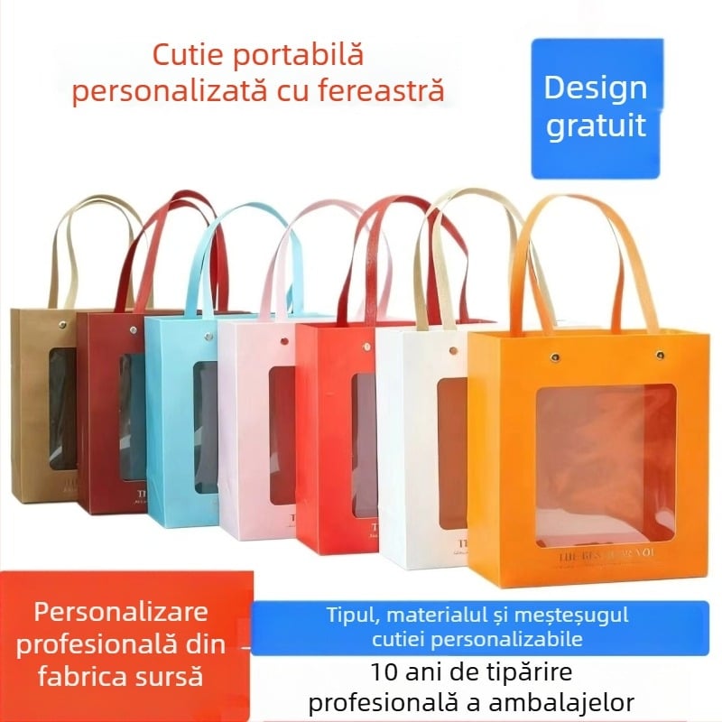 Cutie cadou cu fereastră, tavă transparentă glisantă, pentru prosoape și păpuși