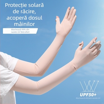 Manșete pentru protecție solară pentru femei – din mătase de gheață, subțiri, UV protecție, pentru condus în aer liber și ciclism, primăvară-vară