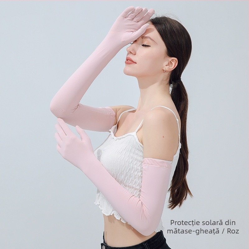 Manșete pentru protecție solară pentru femei – din mătase de gheață, subțiri, UV protecție, pentru condus în aer liber și ciclism, primăvară-vară