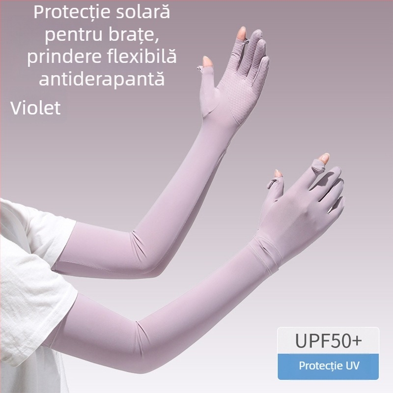 Manșete pentru protecție solară pentru femei – din mătase de gheață, subțiri, UV protecție, pentru condus în aer liber și ciclism, primăvară-vară