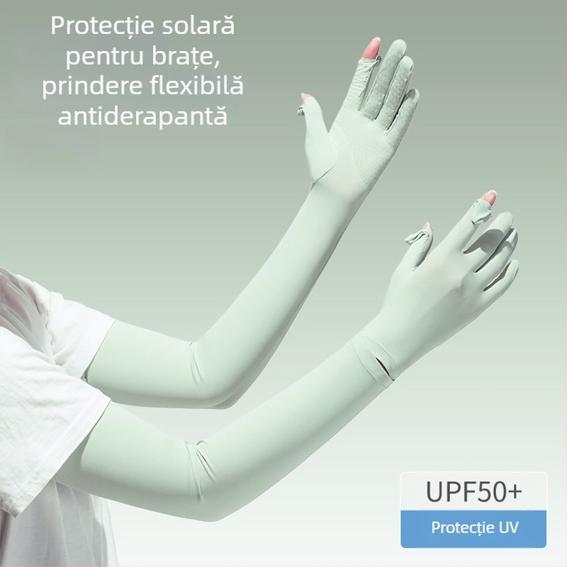 Manșete pentru protecție solară pentru femei – din mătase de gheață, subțiri, UV protecție, pentru condus în aer liber și ciclism, primăvară-vară