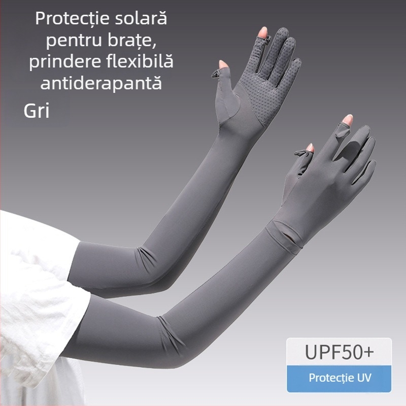Manșete pentru protecție solară pentru femei – din mătase de gheață, subțiri, UV protecție, pentru condus în aer liber și ciclism, primăvară-vară
