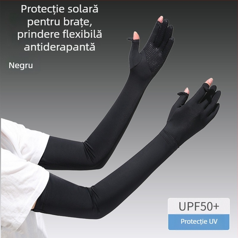 Manșete pentru protecție solară pentru femei – din mătase de gheață, subțiri, UV protecție, pentru condus în aer liber și ciclism, primăvară-vară