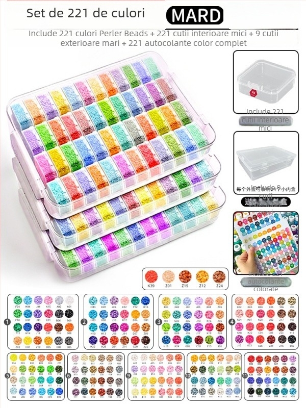Kit materiale mărgele 2,6 mm cu cutie de depozitare – Stil Coco Fusion