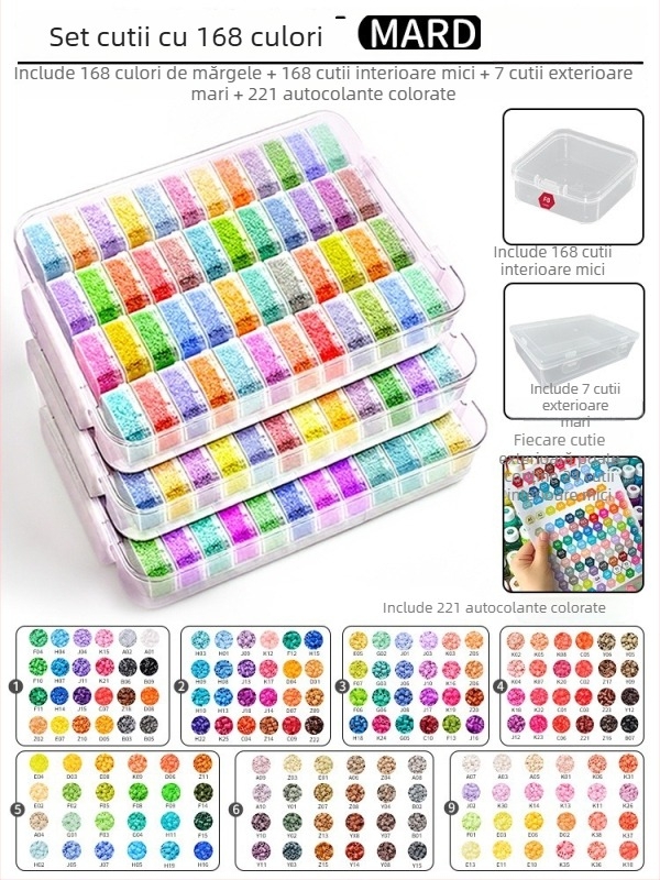 Kit materiale mărgele 2,6 mm cu cutie de depozitare – Stil Coco Fusion