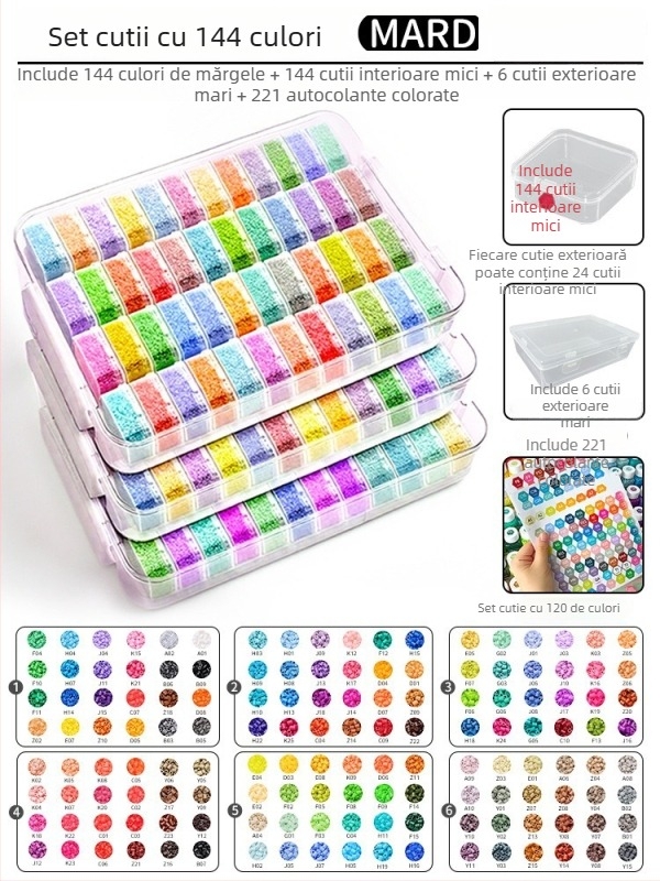 Kit materiale mărgele 2,6 mm cu cutie de depozitare – Stil Coco Fusion