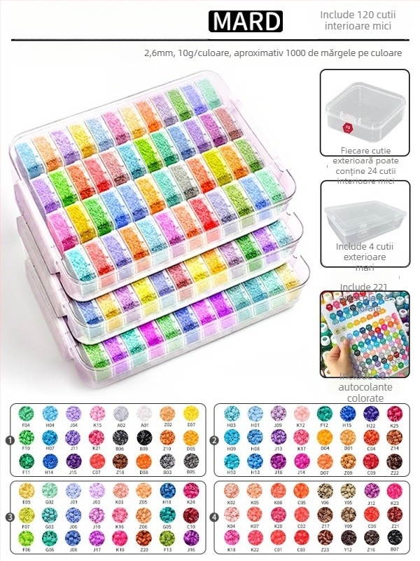 Kit materiale mărgele 2,6 mm cu cutie de depozitare – Stil Coco Fusion