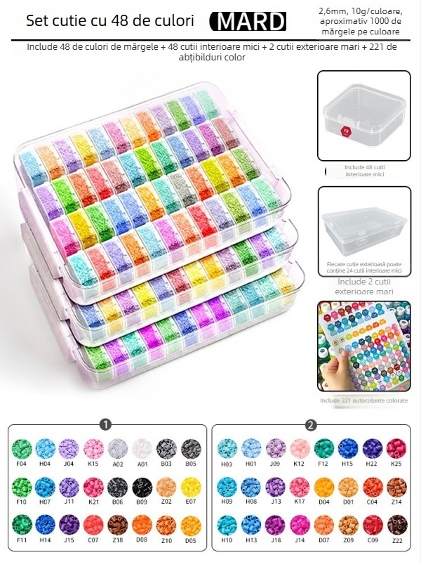 Kit materiale mărgele 2,6 mm cu cutie de depozitare – Stil Coco Fusion